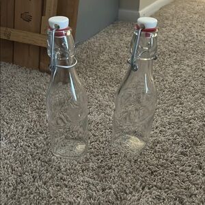 White Ceramic Water Bottles with Swing-Top Lids